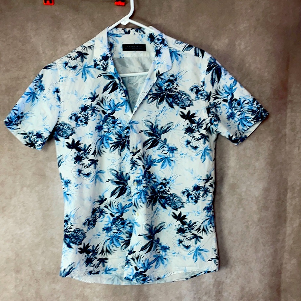 Zara flower print blue white